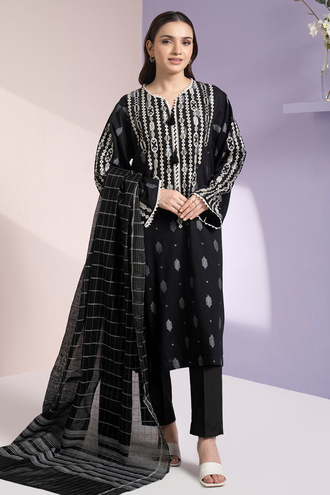 Embroidered Kurta Dupatta - 3349