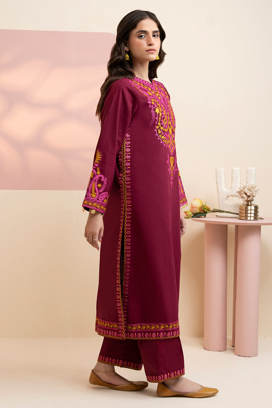 Embroidered Kurta Trouser - 3364