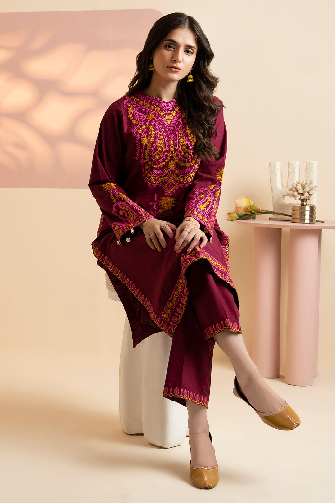 Embroidered Kurta Trouser - 3364