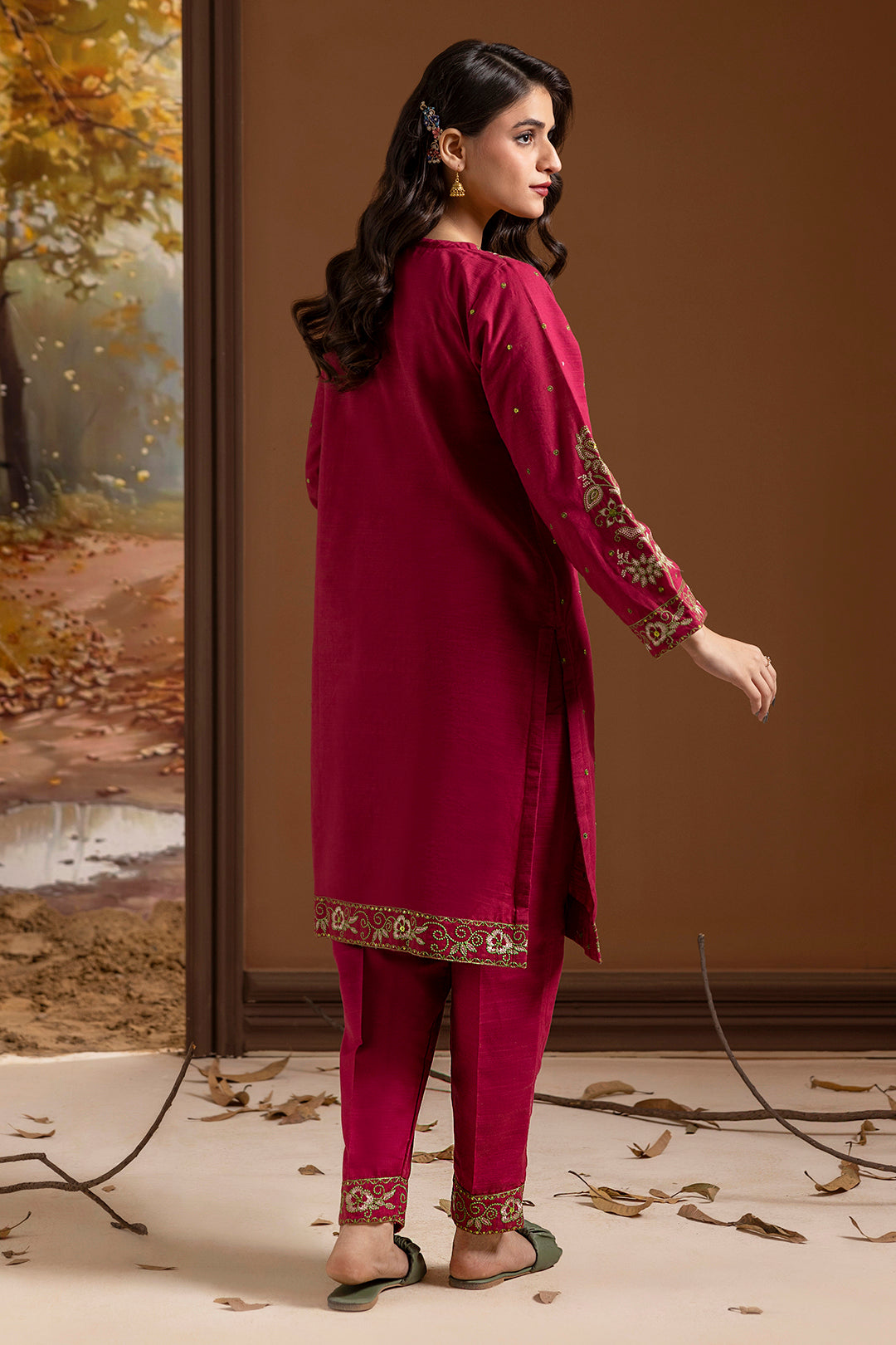Embroidered Kurta Trouser - 3366