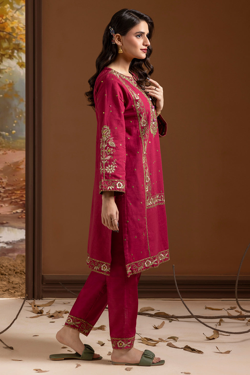 Embroidered Kurta Trouser - 3366