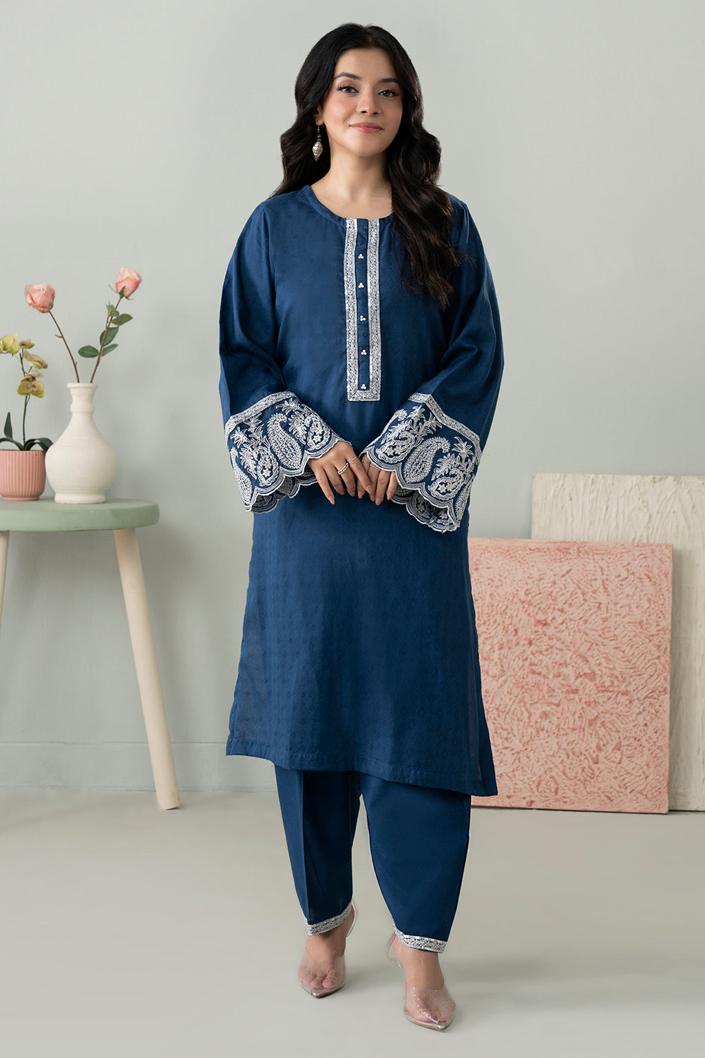 Embroidered Kurta Trouser - 3368