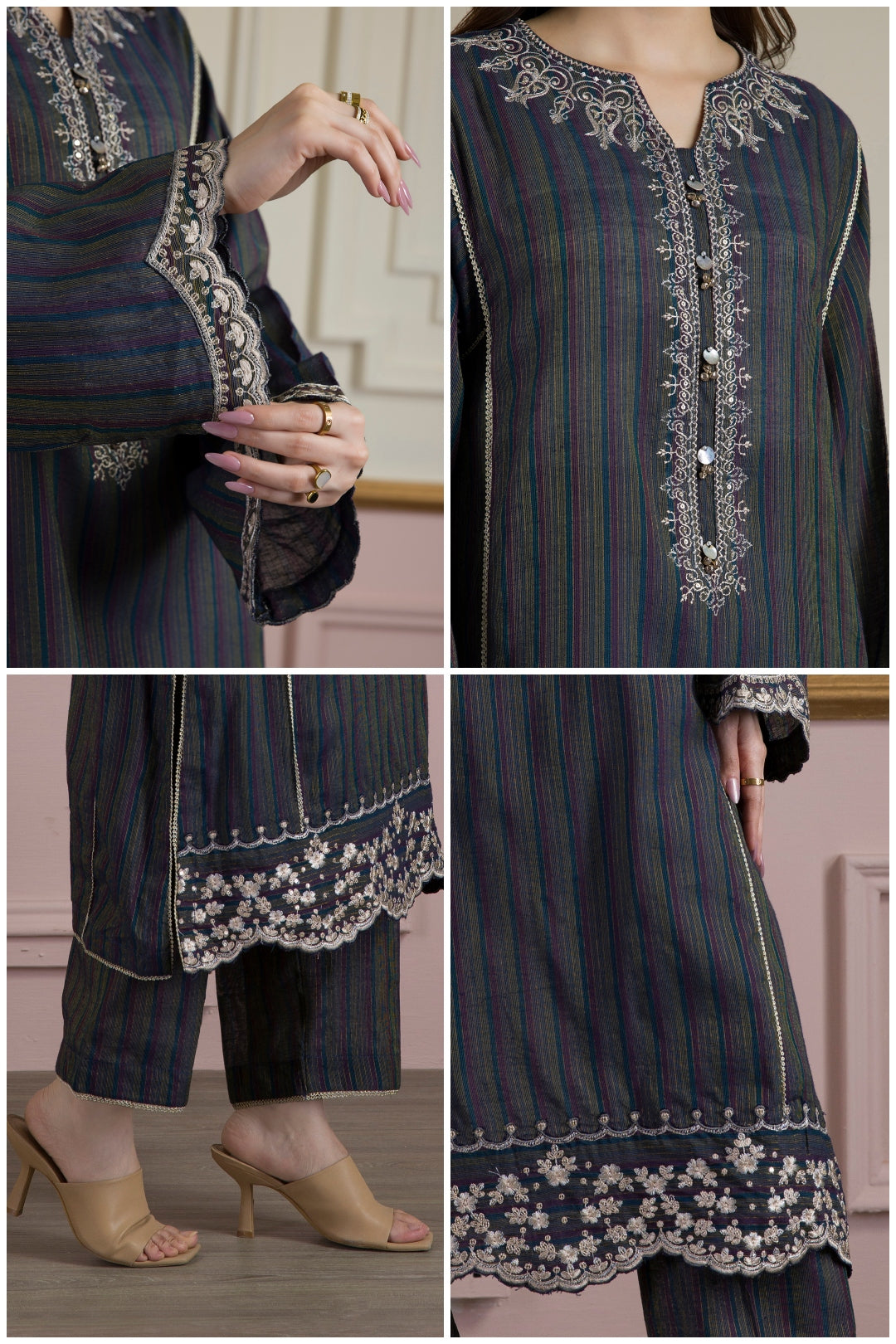 Embroidered Kurta Trouser - 3386