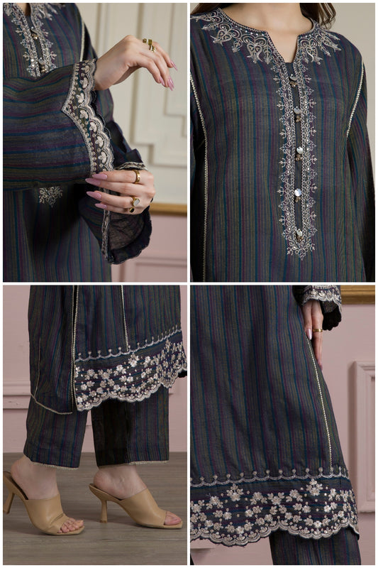 Embroidered Kurta Trouser - 3386