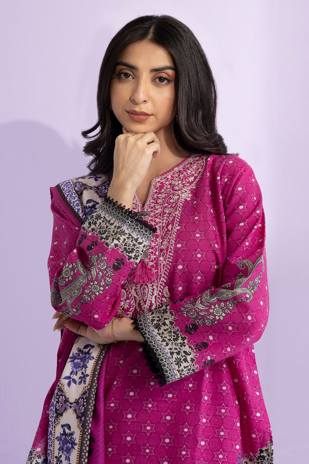 Embroidered Kurta Shawl Trouser - 2952