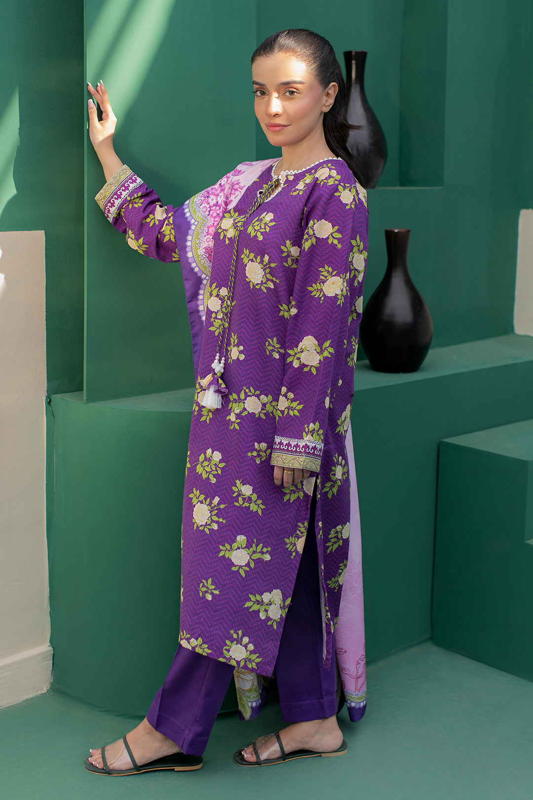 Kurta Shawl Trouser - 3010