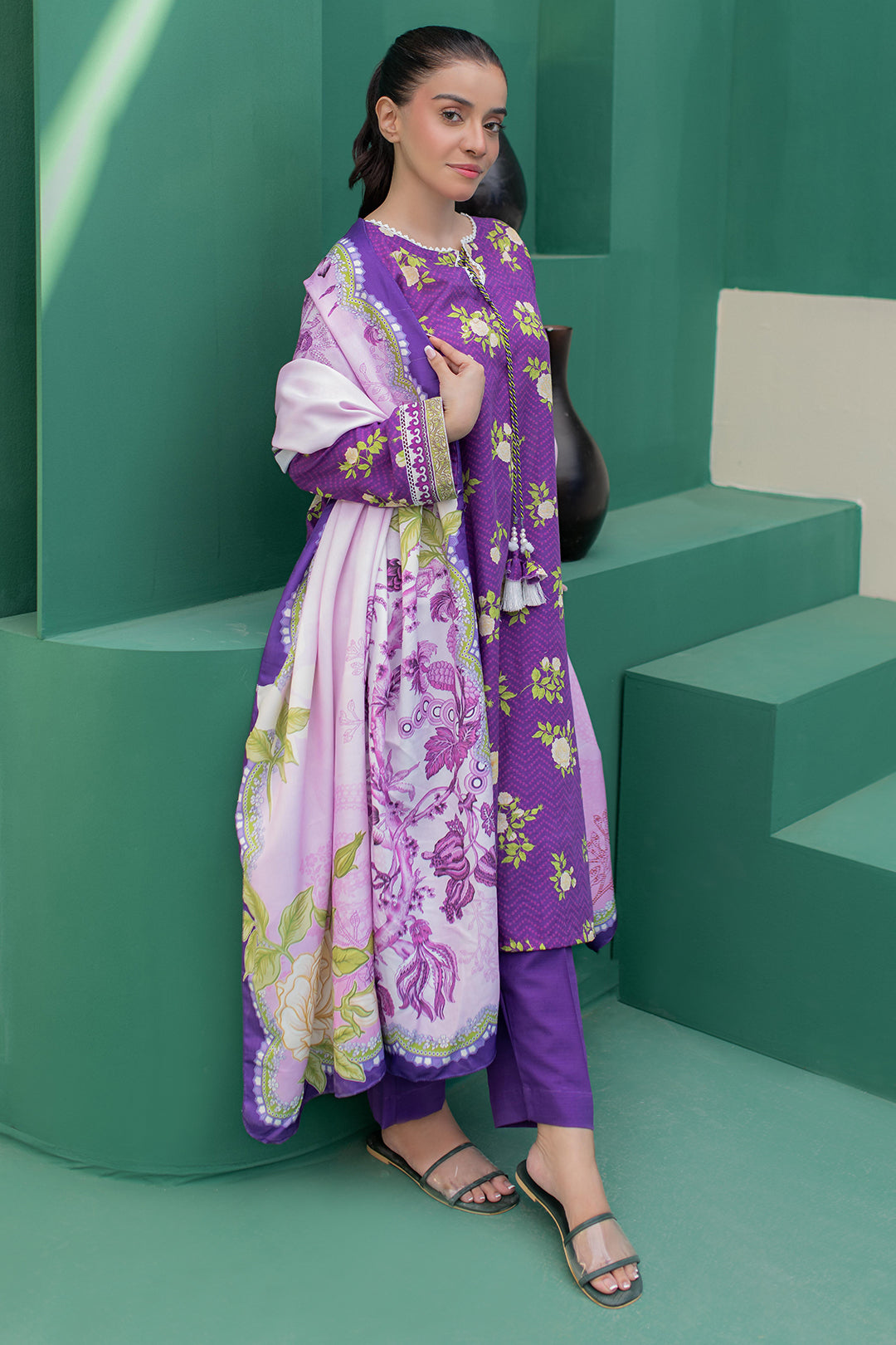 Kurta Shawl Trouser - 3010