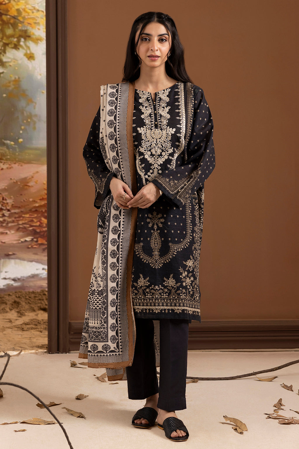 Embroidered Kurta Dupatta Trouser - 3014