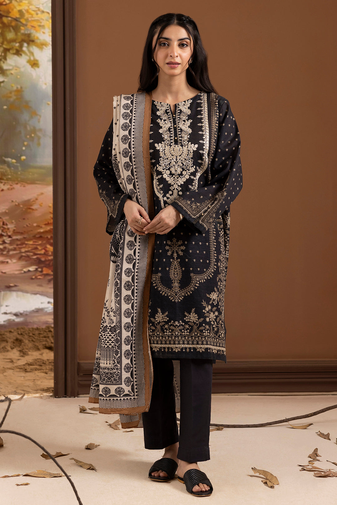 Embroidered Kurta Dupatta Trouser - 3014