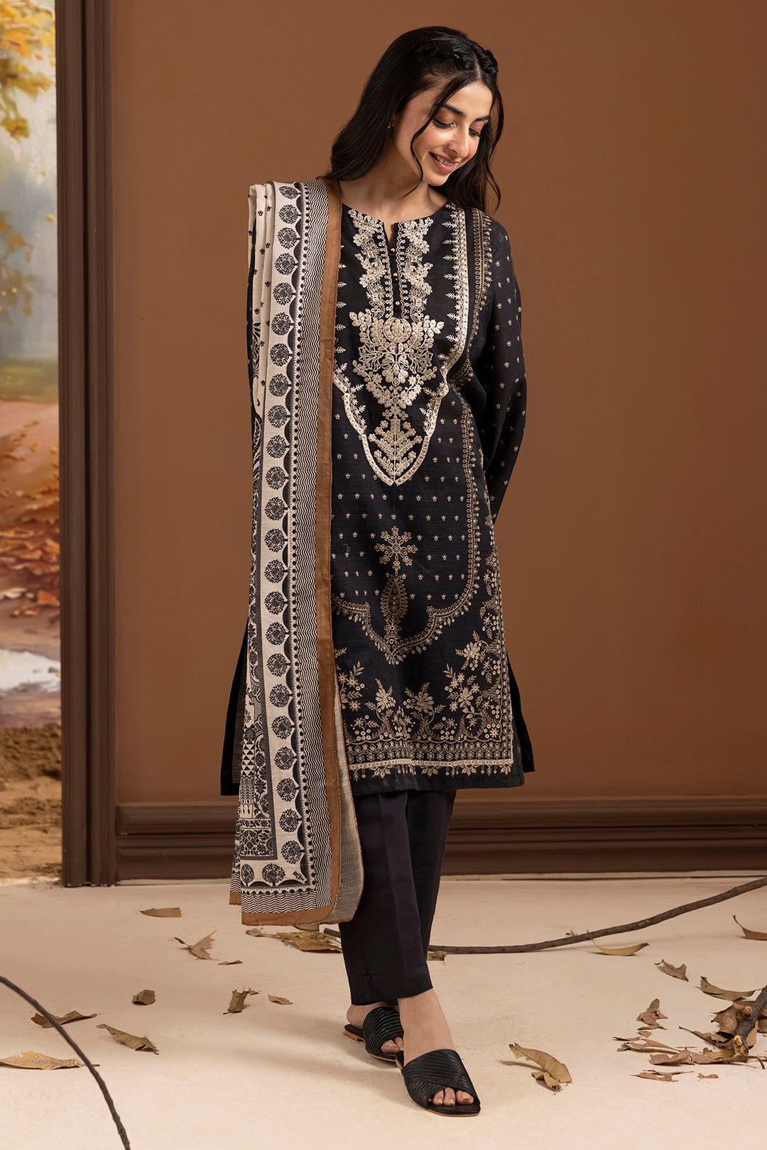 Embroidered Kurta Dupatta Trouser - 3014