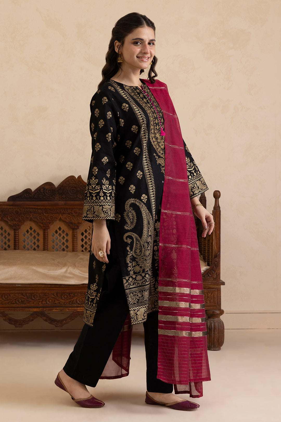 Embroidered Kurta Dupatta Trouser - 3016