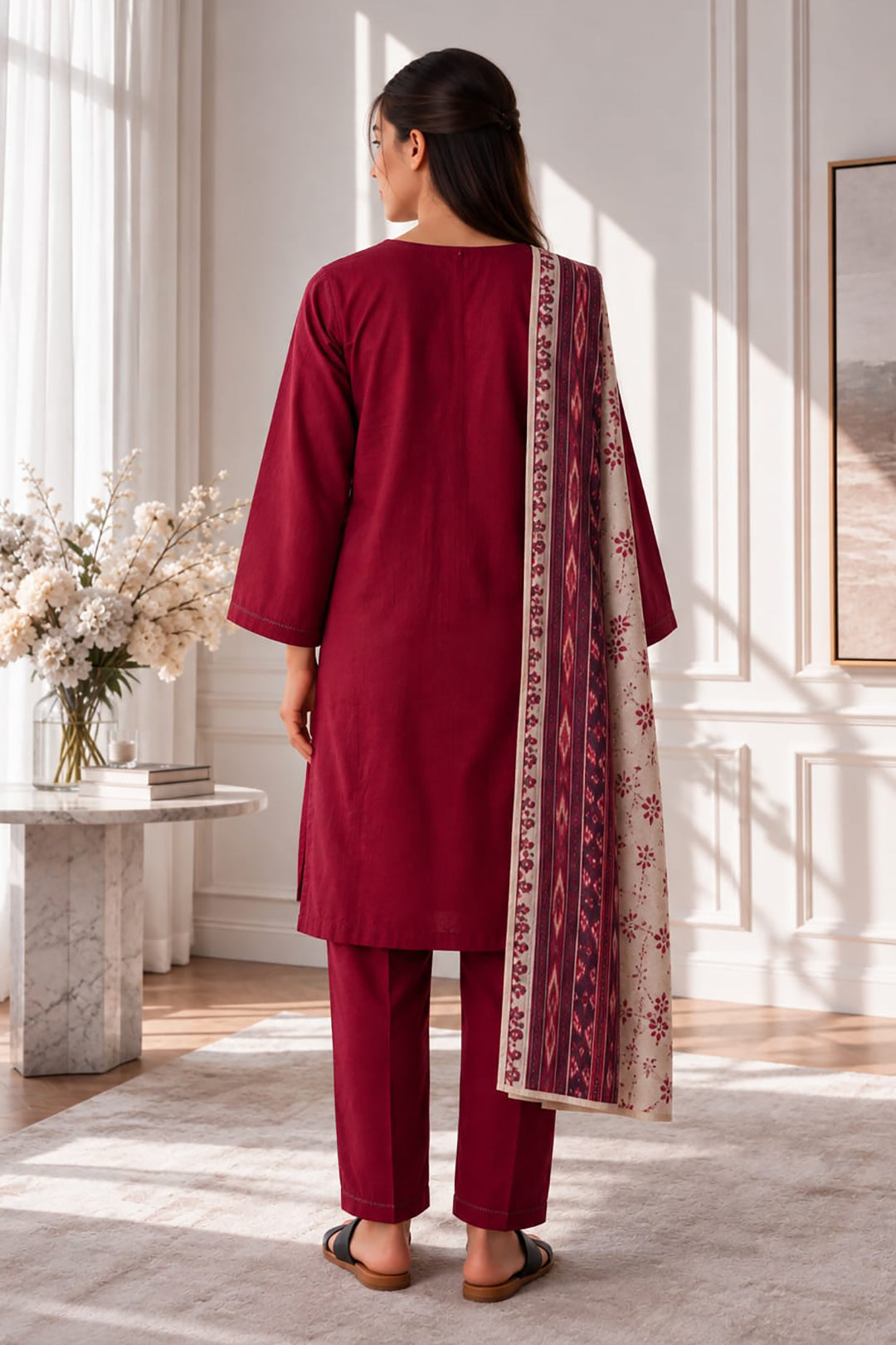 Embroidered Kurta Dupatta Trouser - 3017