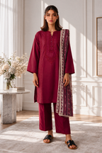 Embroidered Kurta Dupatta Trouser - 3017