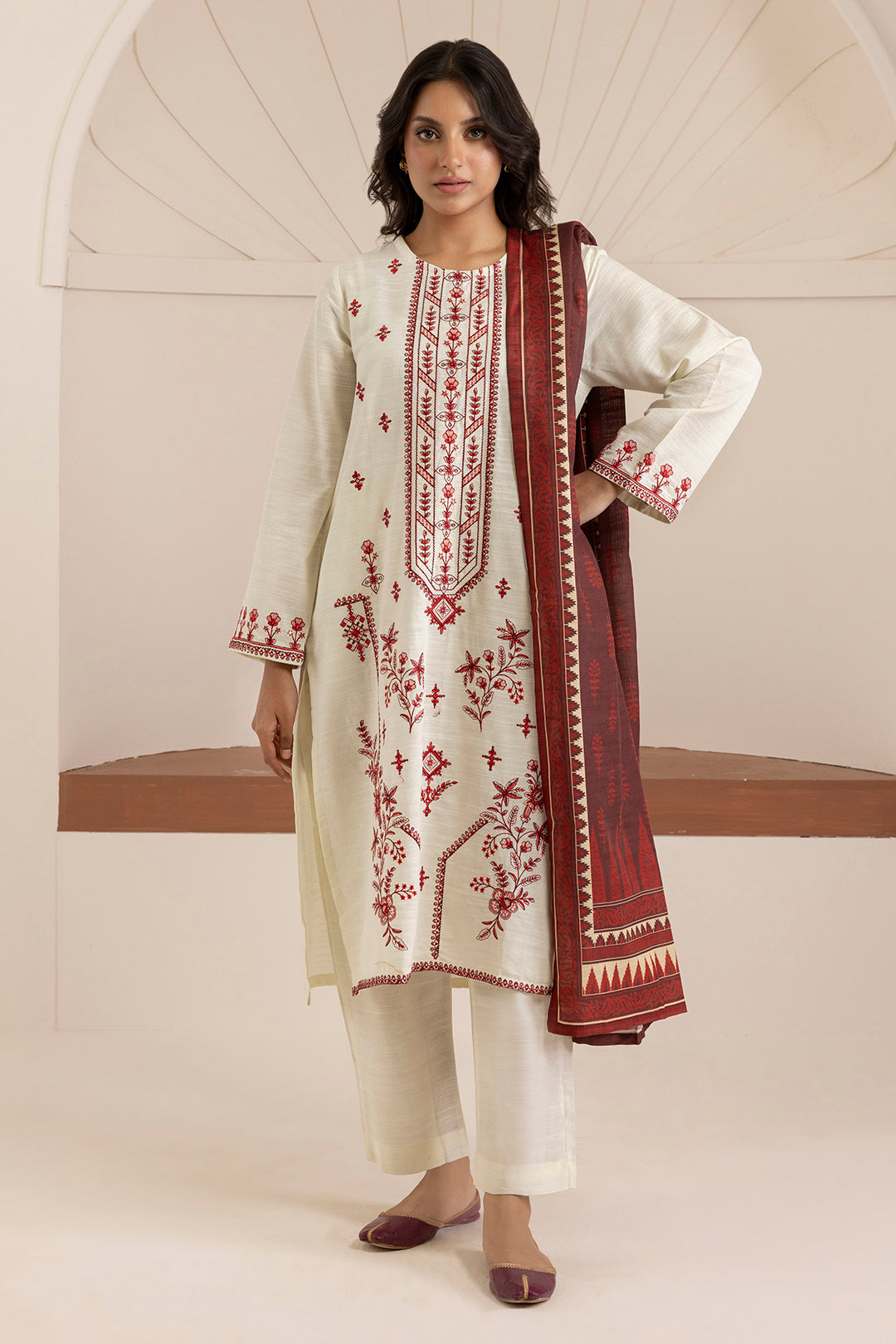 Embroidered Kurta Dupatta Trouser - 3063