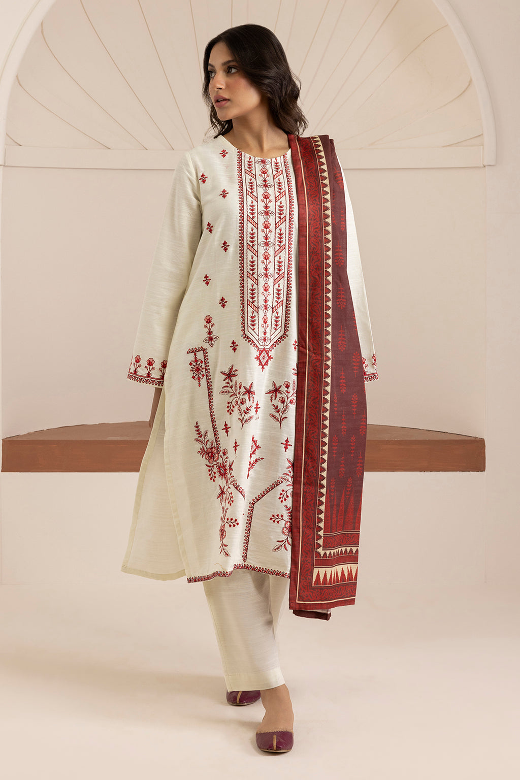 Embroidered Kurta Dupatta Trouser - 3063