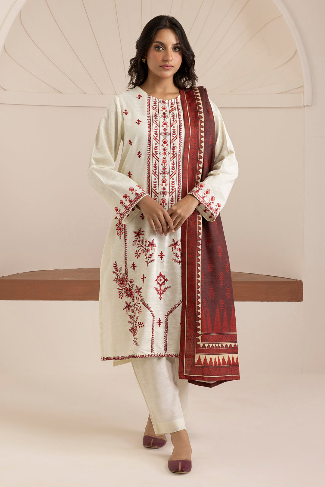 Embroidered Kurta Dupatta Trouser - 3063