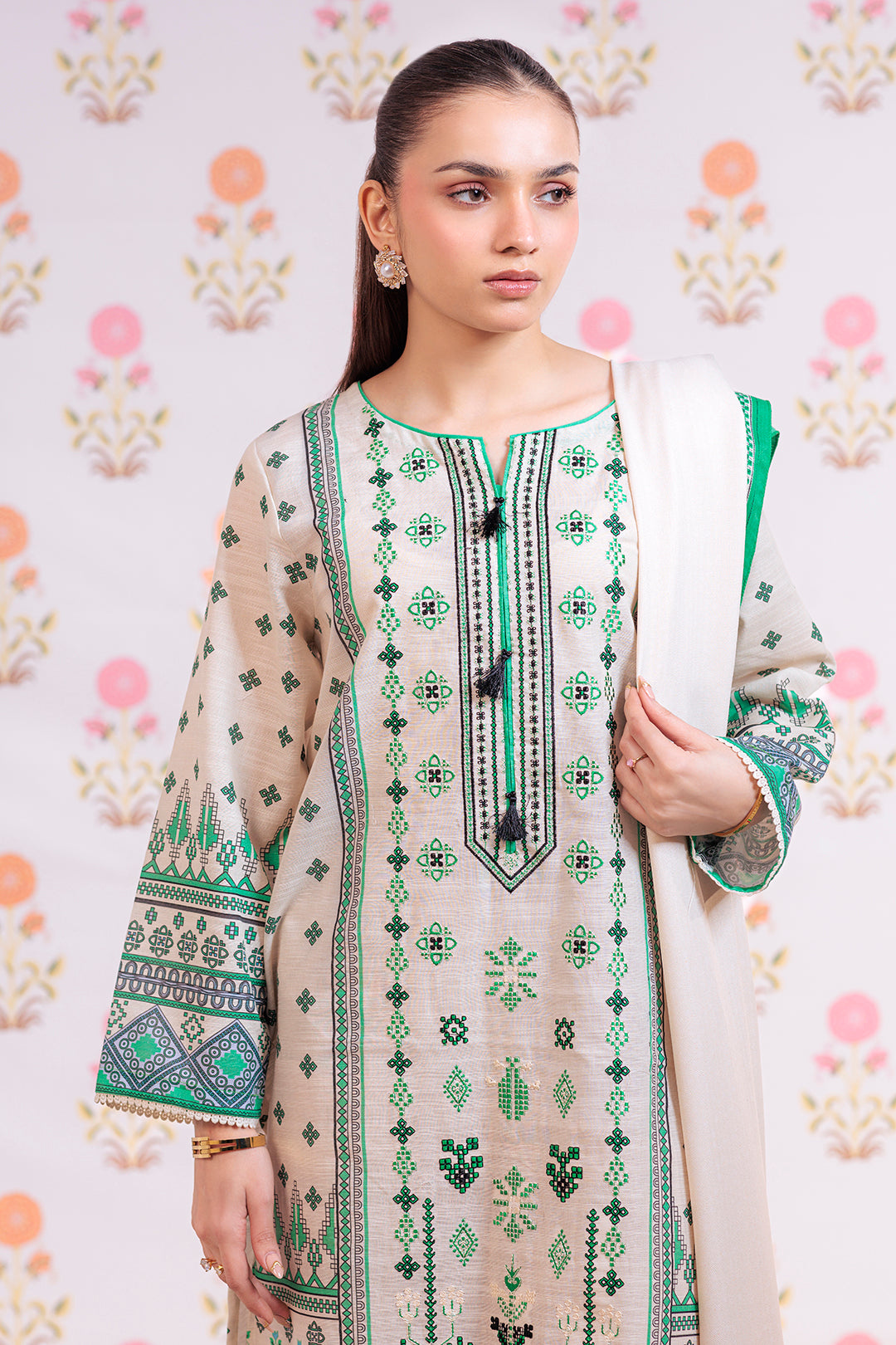 Embroidered Kurta Dupatta Trouser - 3075