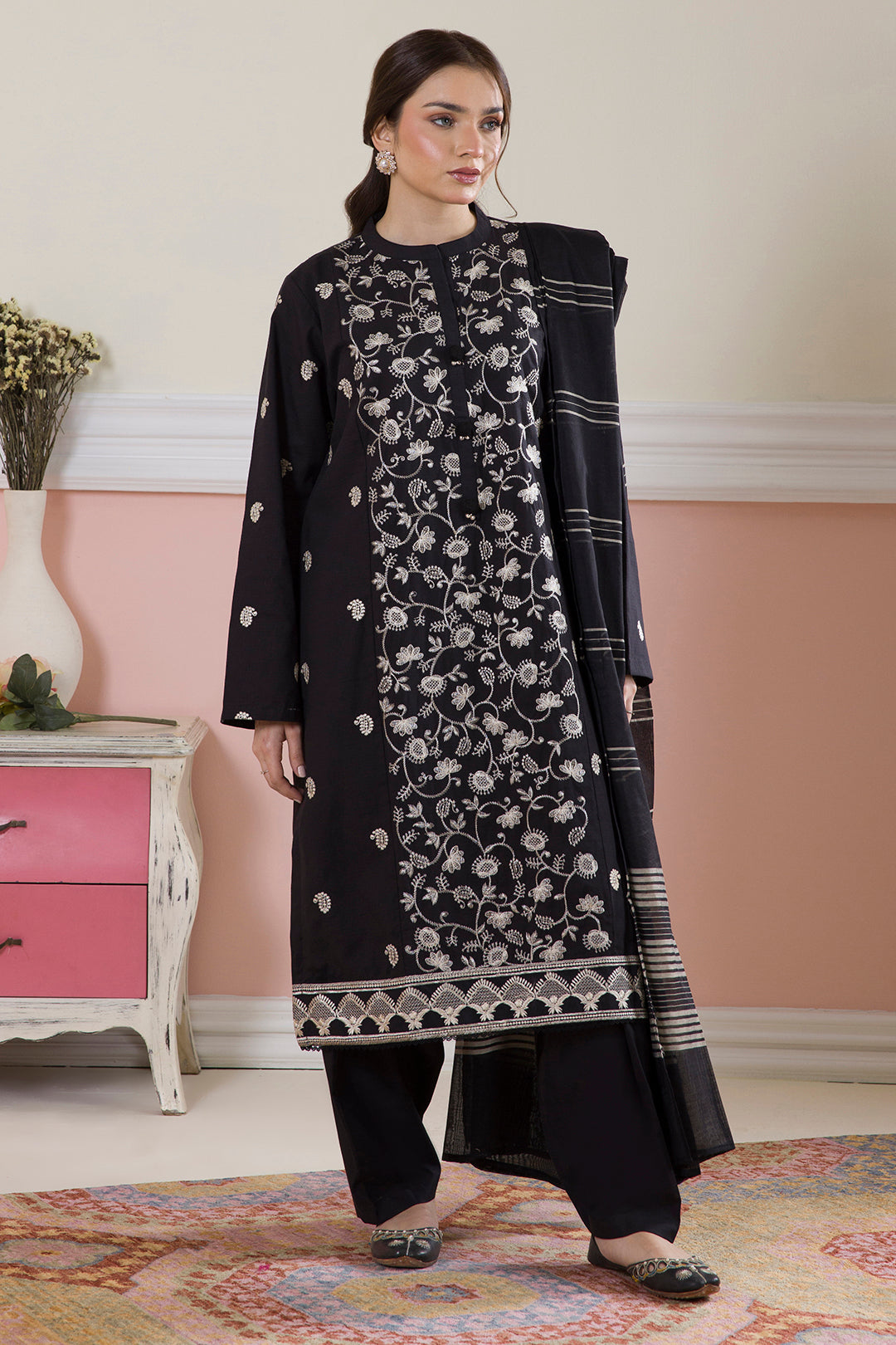 Embroidered Kurta Dupatta Trouser - 3090