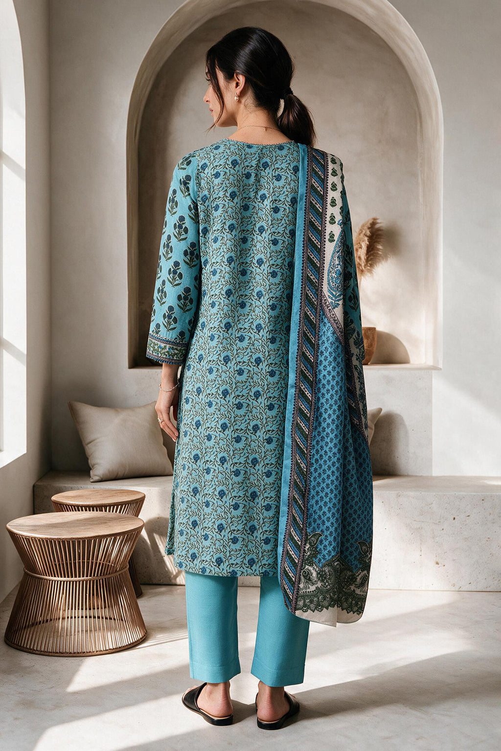 Embroidered Kurta Dupatta Trouser - 3156