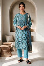Embroidered Kurta Dupatta Trouser - 3156