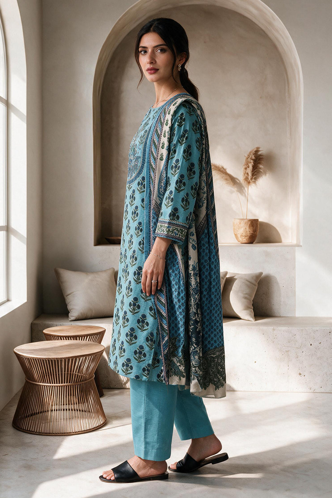 Embroidered Kurta Dupatta Trouser - 3156