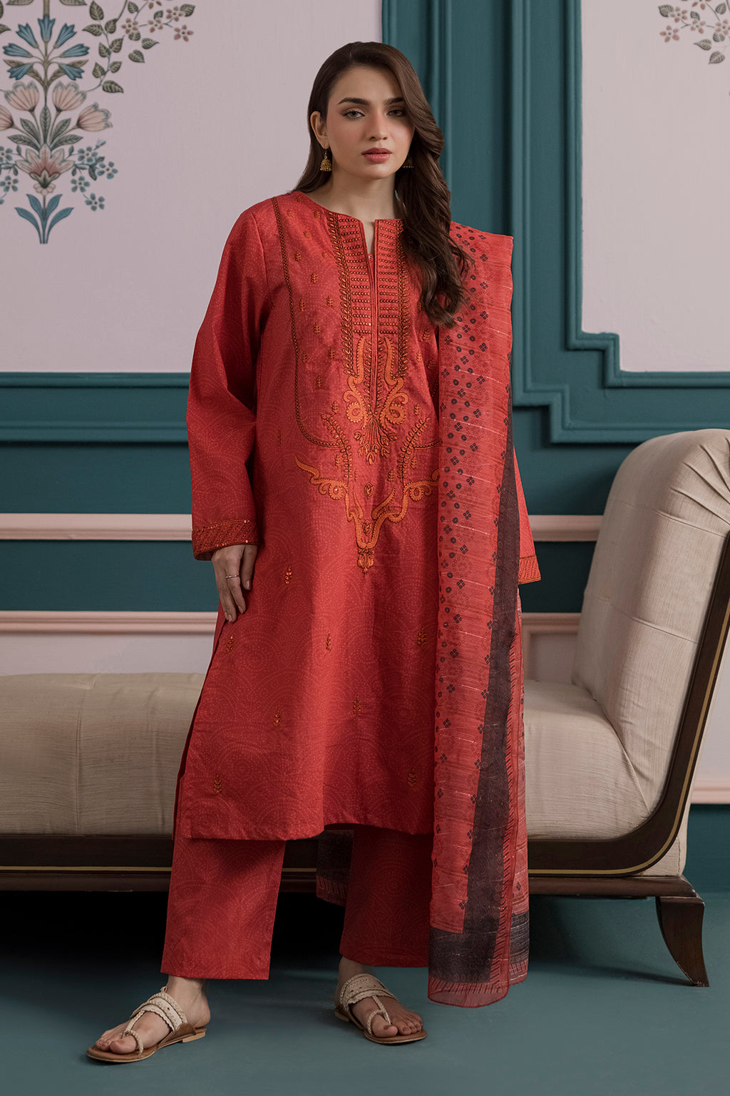 Embroidered Kurta Dupatta Trouser - 3157