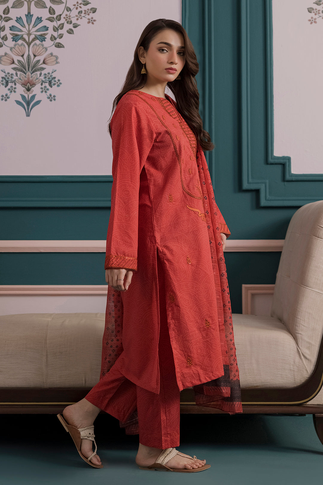 Embroidered Kurta Dupatta Trouser - 3157