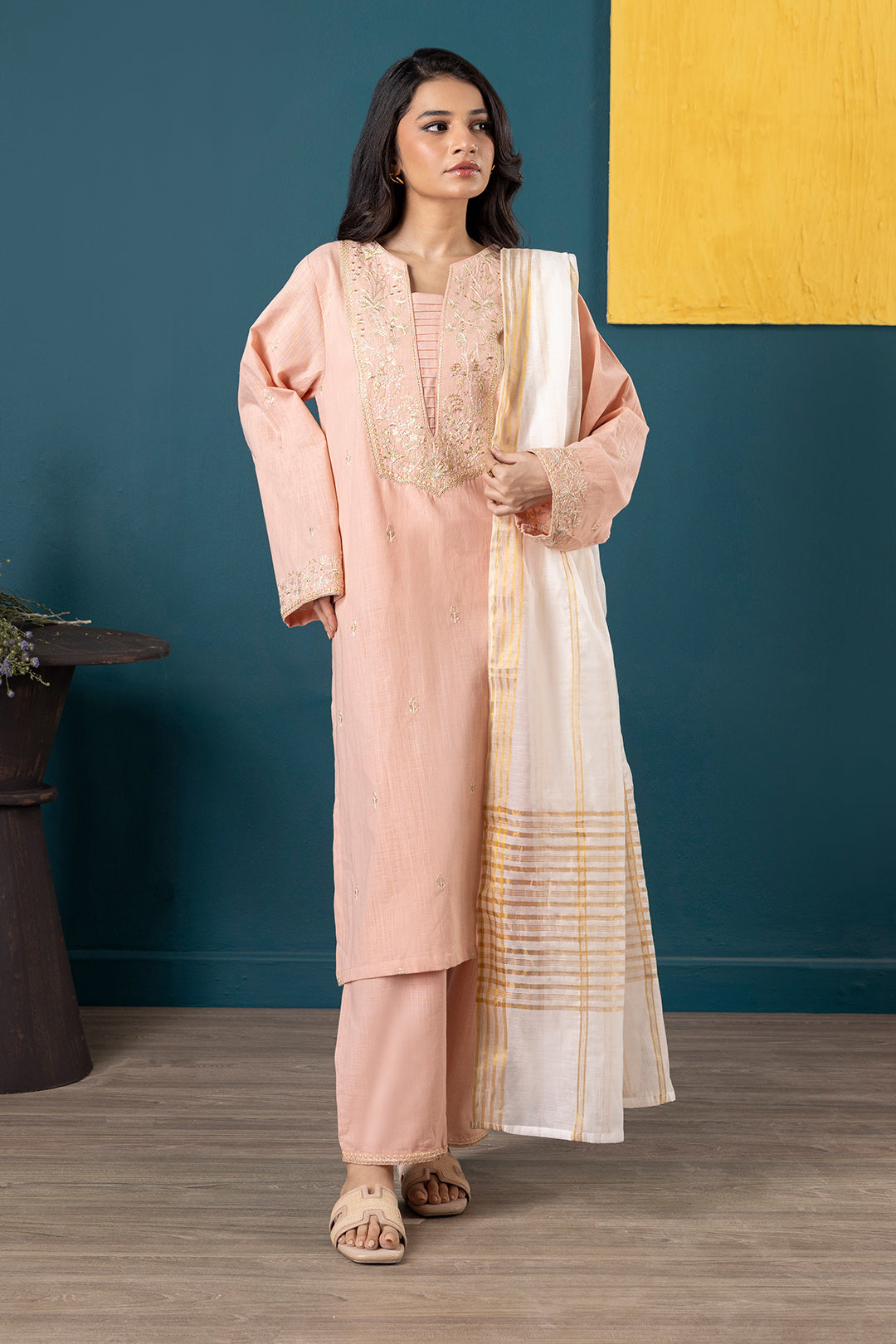 Embroidered Kurta Dupatta Trouser - 3169
