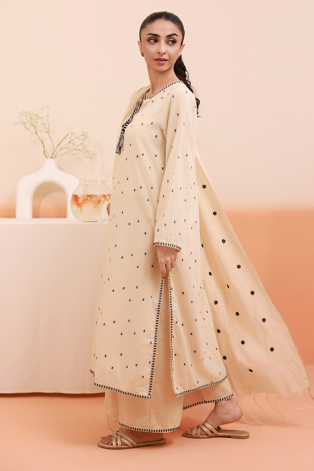 Embroidered Kurta Dupatta Trouser - 3353
