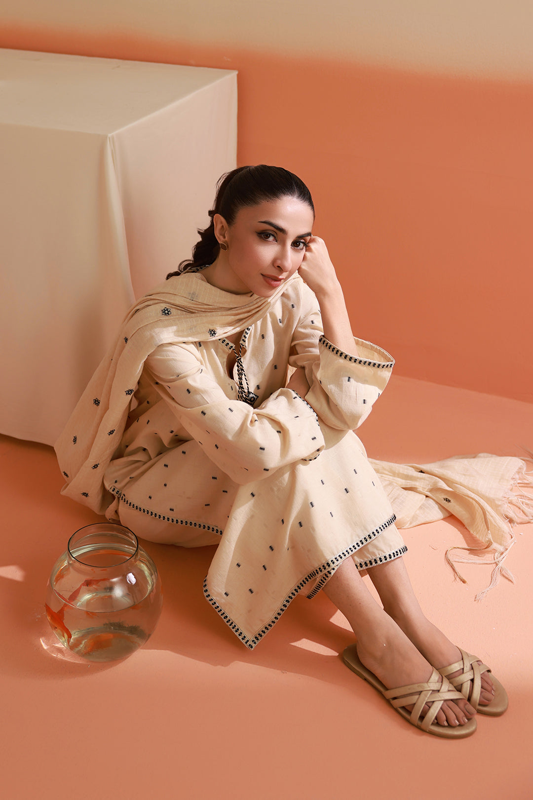 Embroidered Kurta Dupatta Trouser - 3353