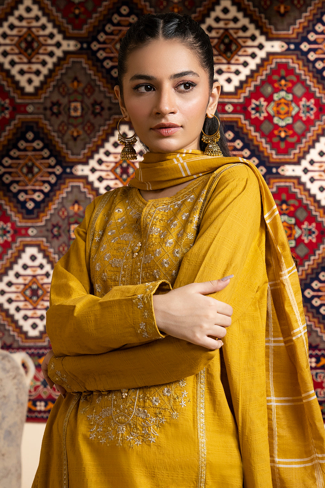 Embroidered Kurta Dupatta Trouser - 3354