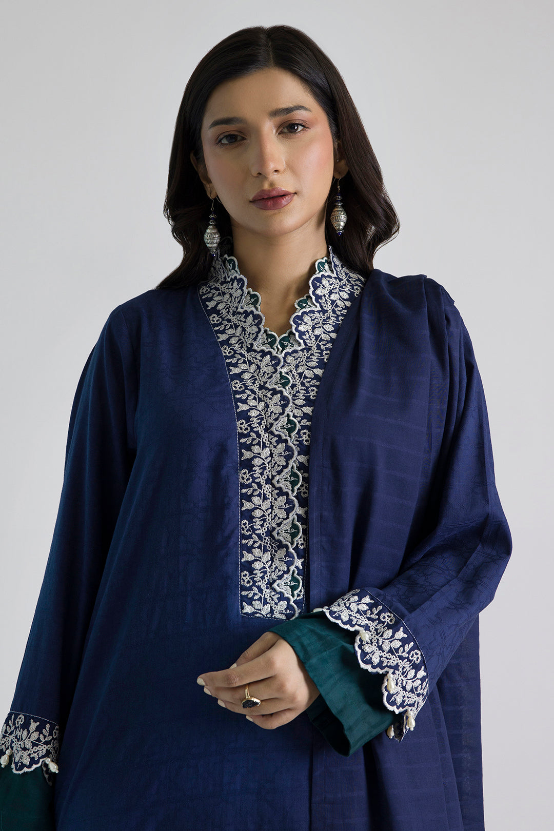 Embroidered Kurta Dupatta Trouser - 3355