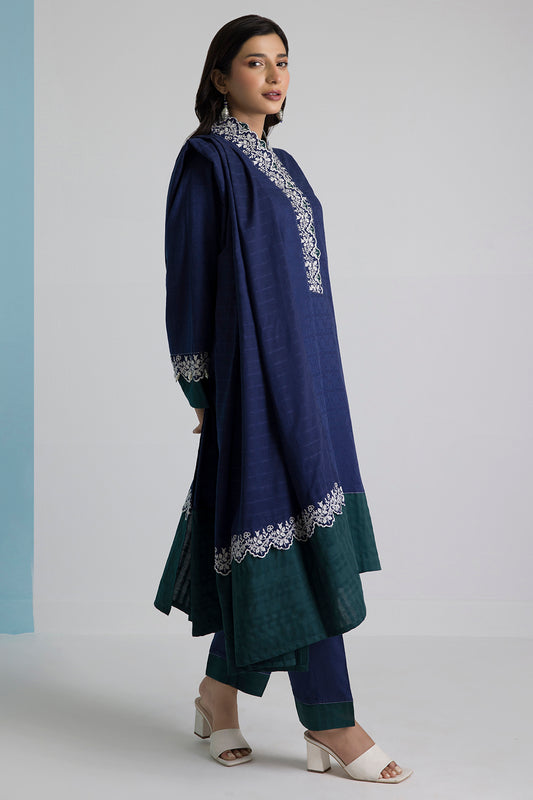Embroidered Kurta Dupatta Trouser - 3355