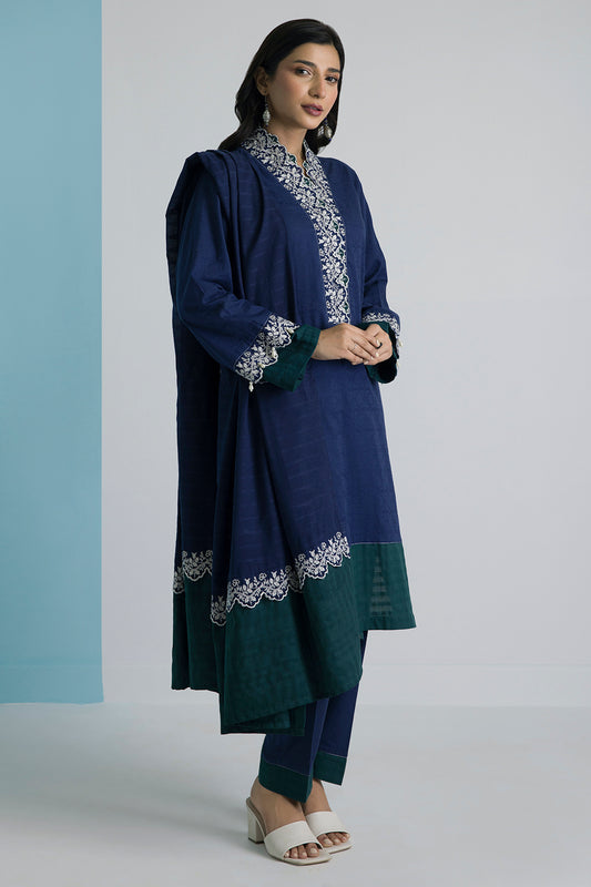 Embroidered Kurta Dupatta Trouser - 3355