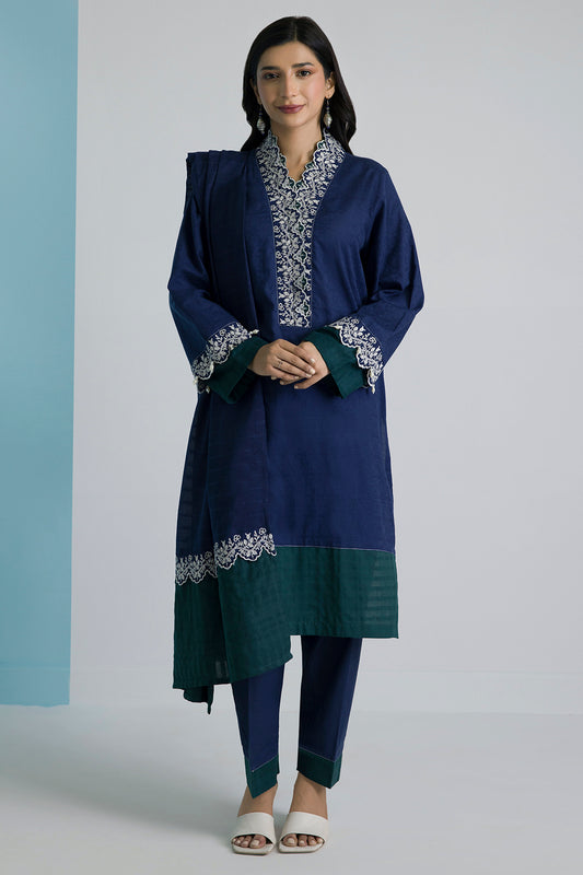 Embroidered Kurta Dupatta Trouser - 3355