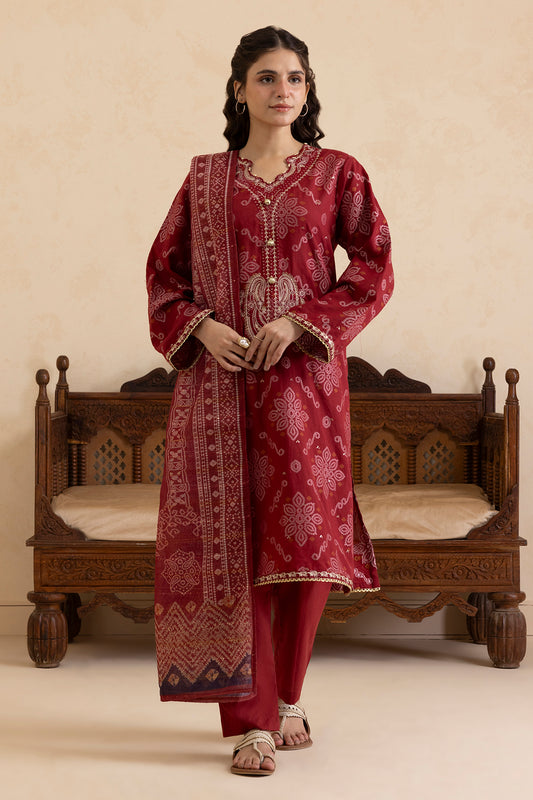 Embroidered Kurta Dupatta Trouser - 3357