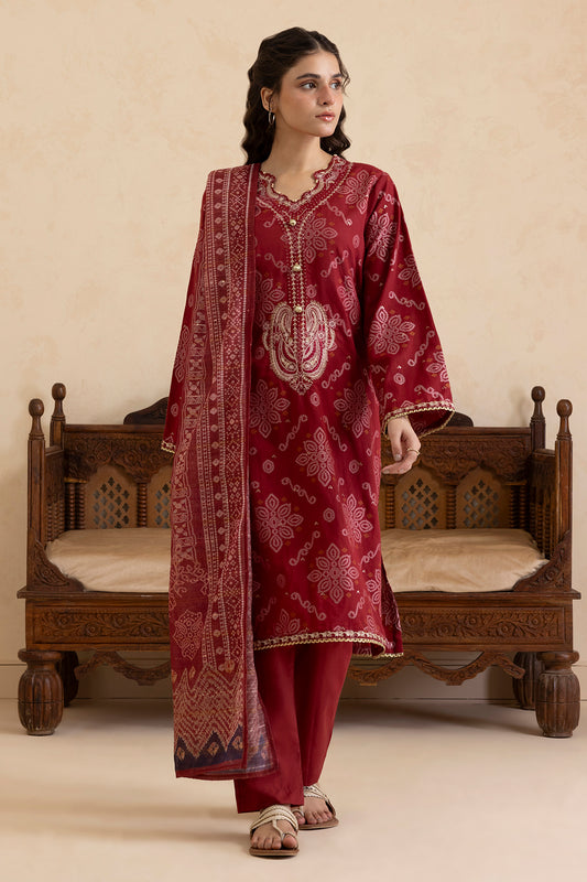 Embroidered Kurta Dupatta Trouser - 3357