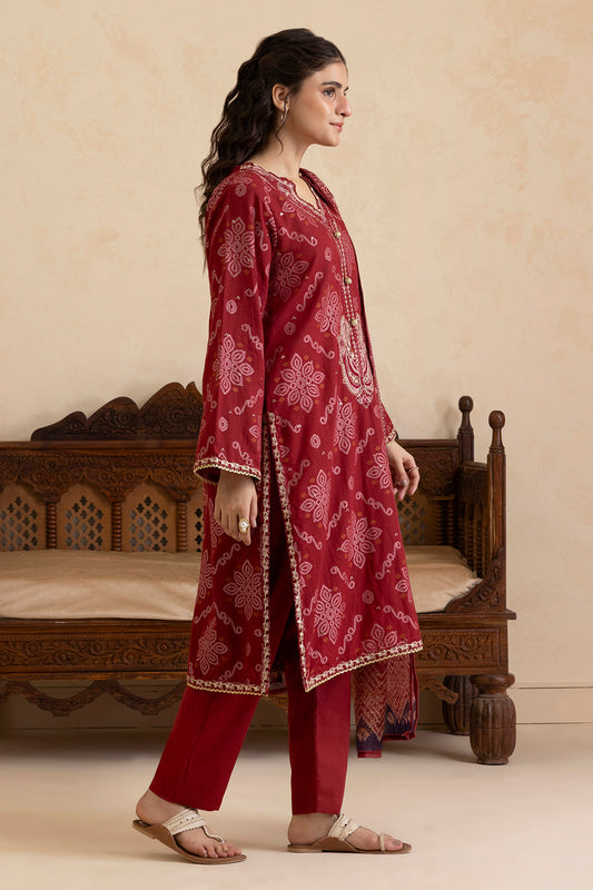 Embroidered Kurta Dupatta Trouser - 3357
