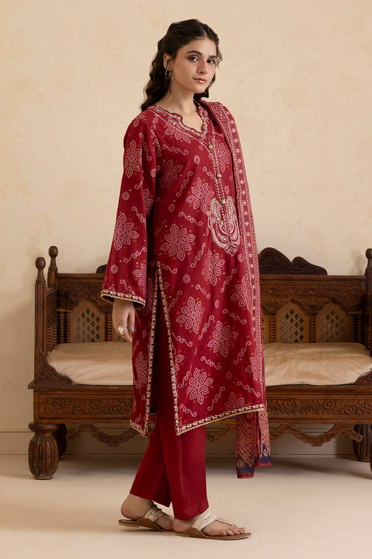 Embroidered Kurta Dupatta Trouser - 3357
