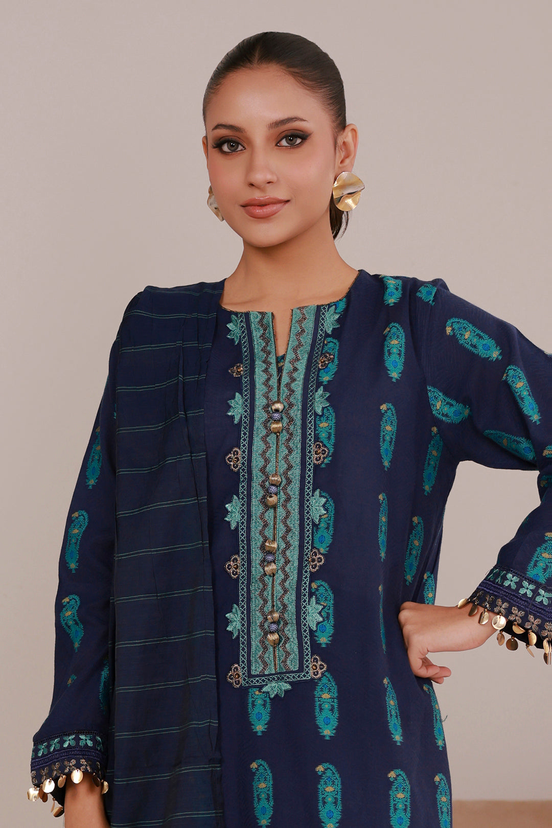 Embroidered Kurta Dupatta Trouser - 3359