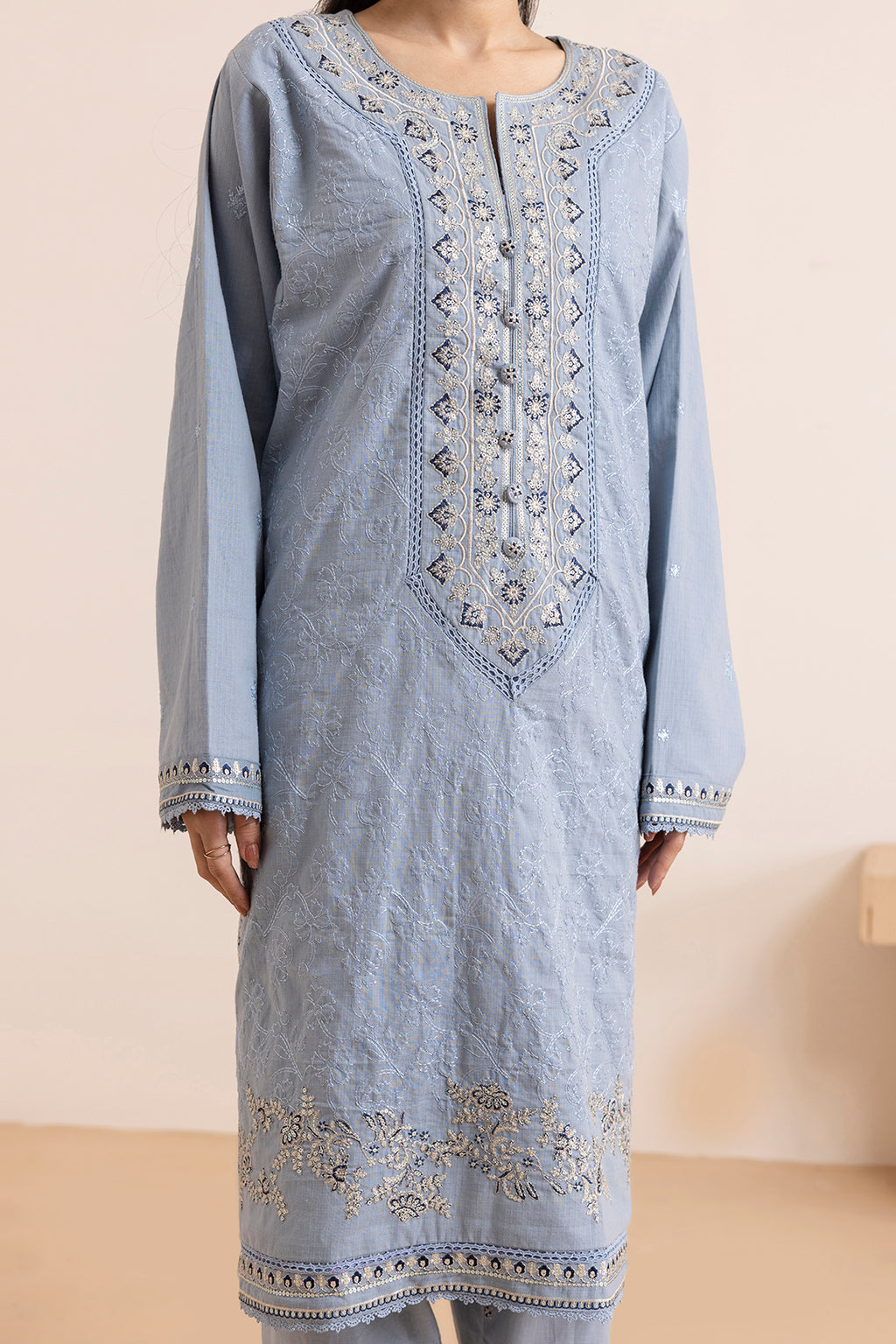 Embroidered Kurta Dupatta Trouser - 3370