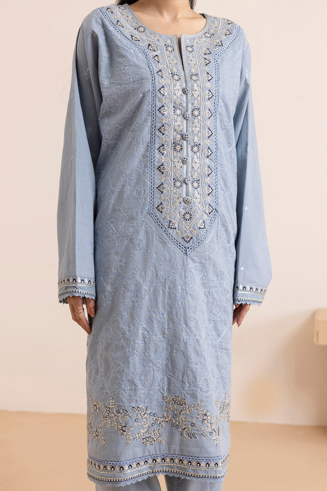 Embroidered Kurta Dupatta Trouser - 3370