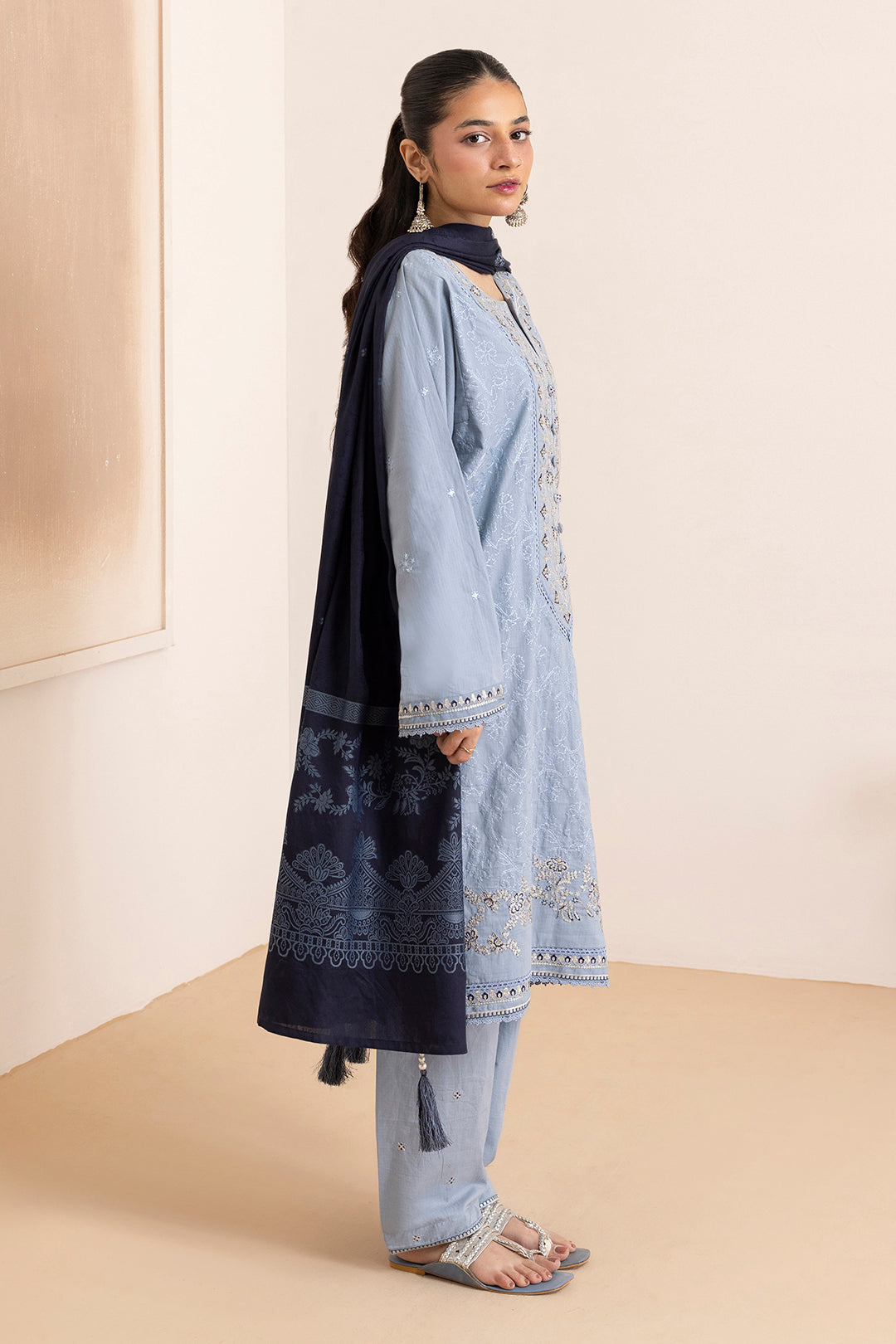 Embroidered Kurta Dupatta Trouser - 3370