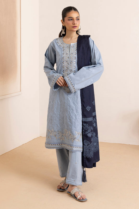Embroidered Kurta Dupatta Trouser - 3370