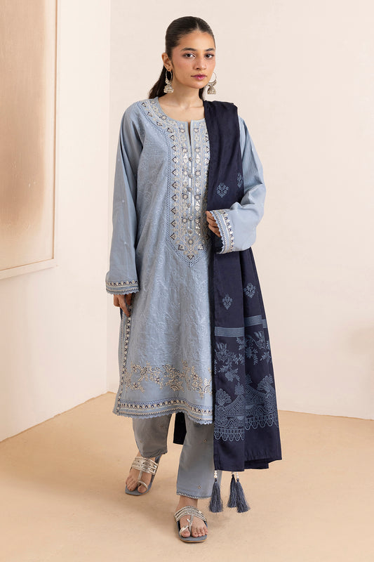 Embroidered Kurta Dupatta Trouser - 3370