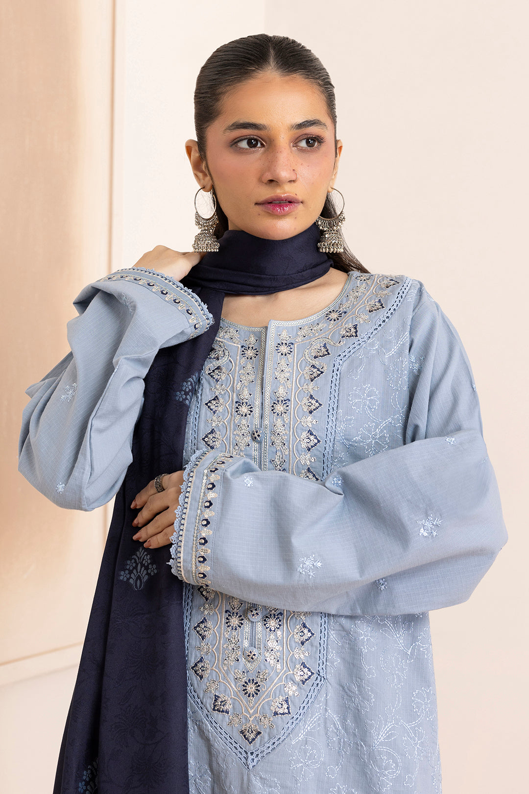 Embroidered Kurta Dupatta Trouser - 3370