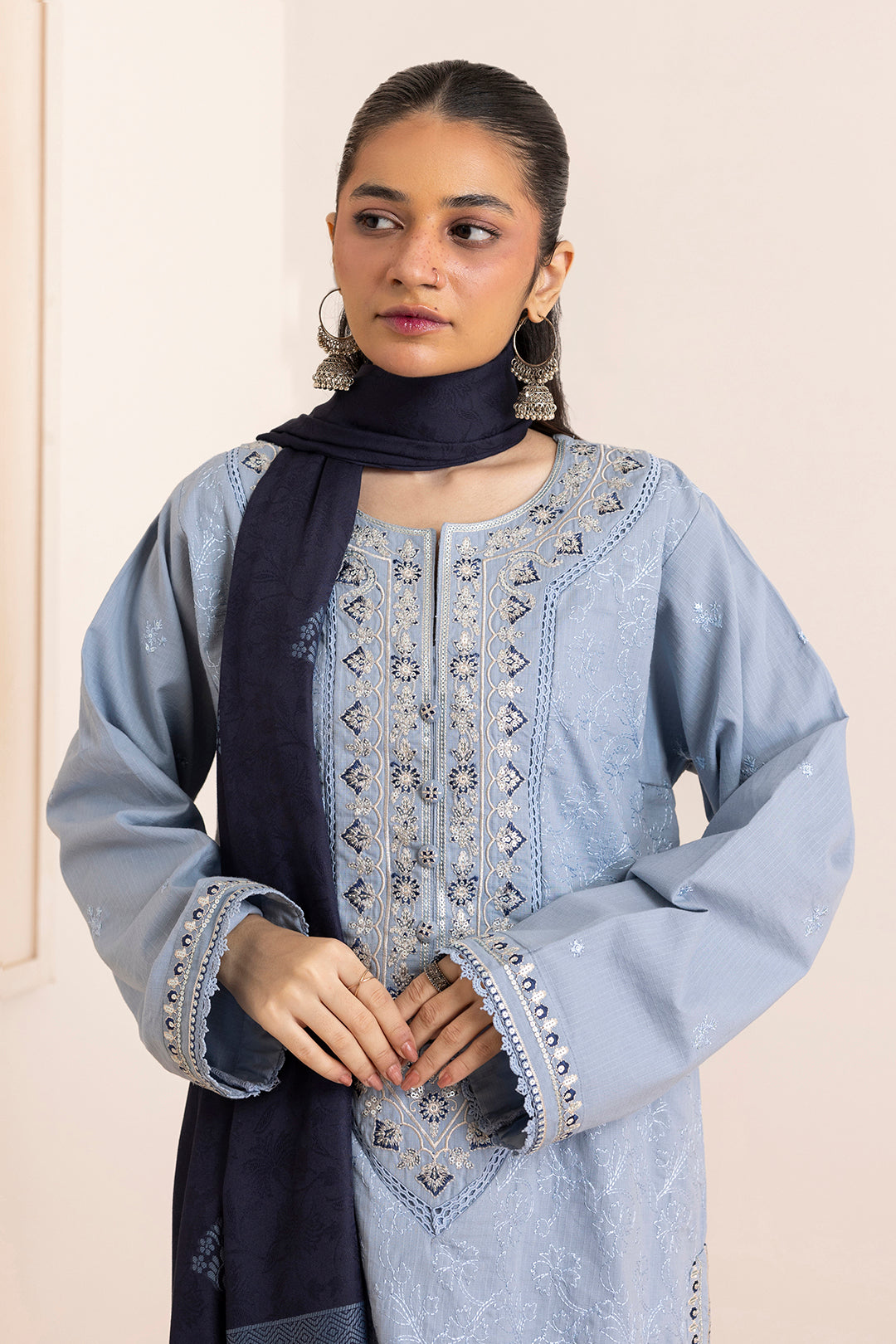 Embroidered Kurta Dupatta Trouser - 3370