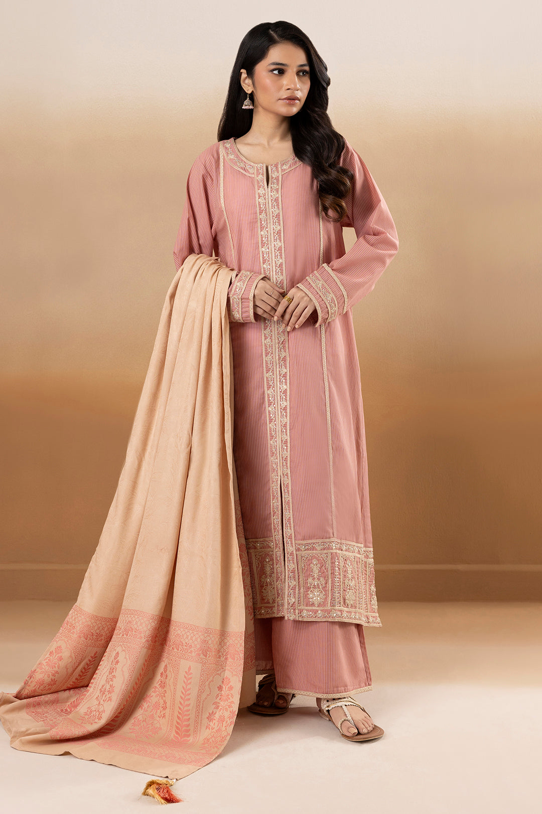 Embroidered Kurta Dupatta Trouser - 3371