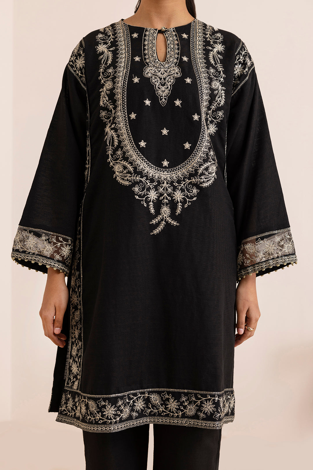 Embroidered Kurta Shawl Trouser - 3374