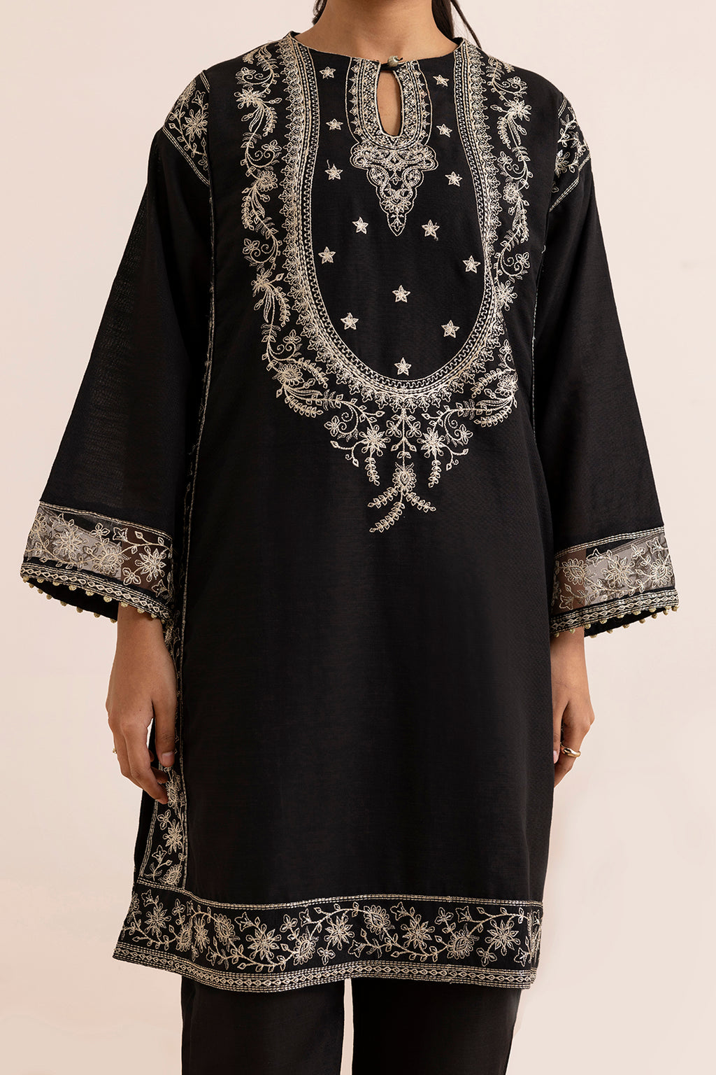 Embroidered Kurta Shawl Trouser - 3374